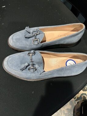 Light Blue Suede Tassel Loafers